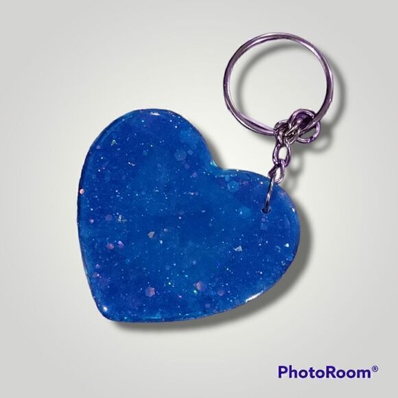 Kehlani Blue Glitter Heart Keychain - Picture 9 of 13
